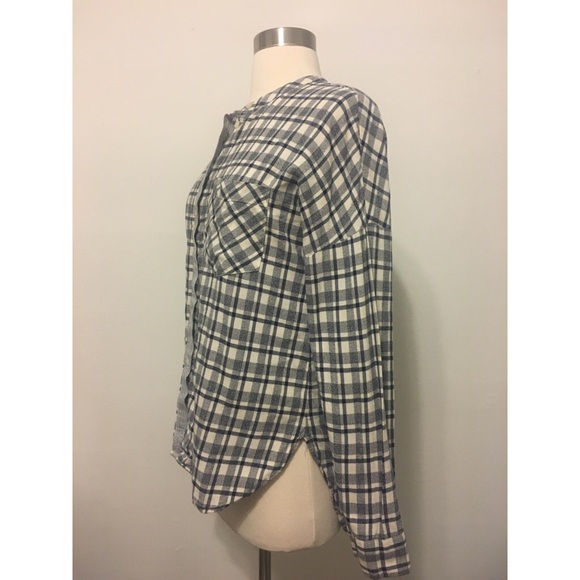 Madewell collarless messenger shirt dossier plaid - Picture 5 of 7